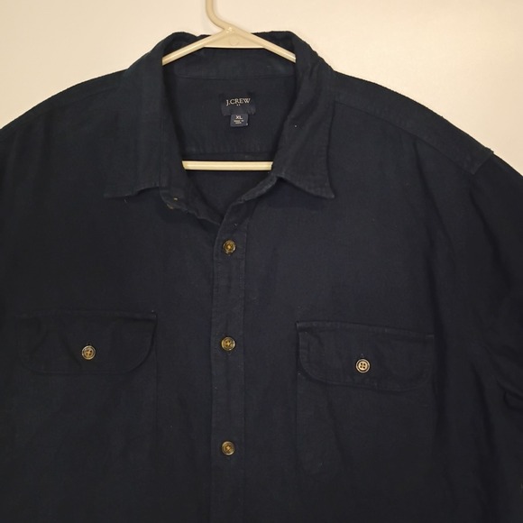 J. Crew Shirt Mens XL Blue Chamois Work Shirt Double Flap Pockets Elbow Patches - Picture 7 of 9